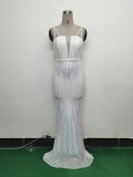 Women Flower Sequin Beaded Formal Party Evening Dress