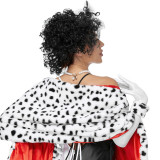 Halloween Cruella Dalmatian Print Shawl Scarf Cape Black And White Witch Uniform
