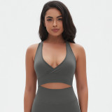 Women Seamless Solid Cross Sexy Sports Running Fitness Yoga Wear Bra
