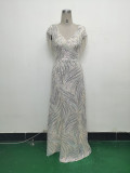 Women Sequin Beaded Evening Dress