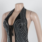 Women Halter Neck Stretchy Backless V-neck Jumpsuit