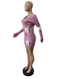 Women Casual Bowknot V-neck Sweater And Skirt Two Piece Set
