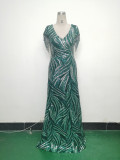 Women Sequin Beaded Evening Dress