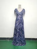 Women Sequin Beaded Evening Dress