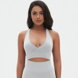 Women Seamless Solid Cross Sexy Sports Running Fitness Yoga Wear Bra