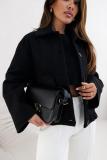 Women Solid Single-breasted Pocket Long-sleeved Jacket