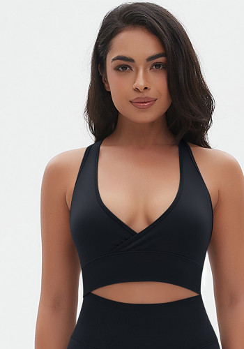 Women Seamless Solid Cross Sexy Sports Running Fitness Yoga Wear Bra