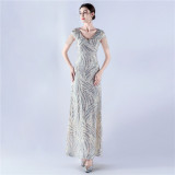 Women Sequin Beaded Evening Dress