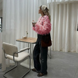 Women Knitting Tassel Button Jacket