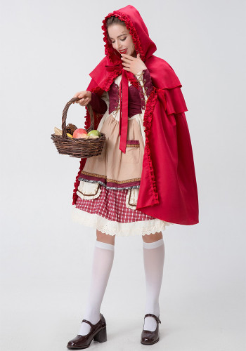 Halloween Pastoral Little Red Riding Hood Stage Play Costume Manor Farm Maid Costume
