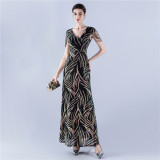 Women Sequin Beaded Evening Dress