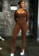 Women Sexy Suspender Jumpsuit and Long Sleeve Top Two Piece Set