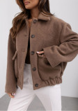 Women Solid Single-breasted Pocket Long-sleeved Jacket