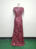 Women Sequin Beaded Evening Dress