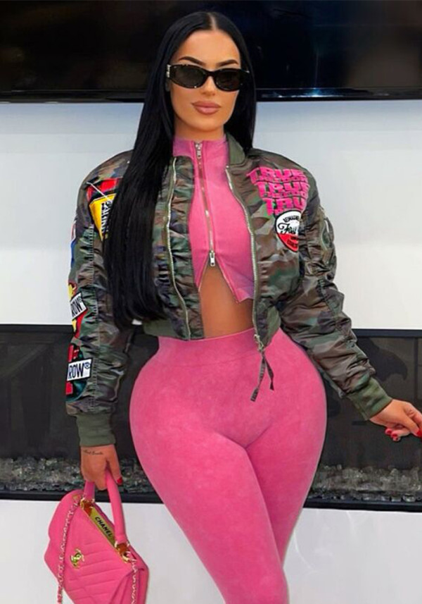 Women's Autumn Winter Camouflage Print Casual Jacket