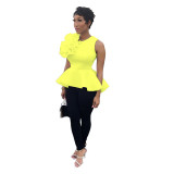 Women's Summer Ruffle Sleeveless Slim Waist Top