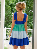 Summer Patchwork Strap Bow Maternity Dress