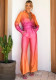 Women's Autumn Fashion Gradient Print Long Sleeve Shirt Pants Two Piece Set