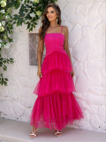 Women's Summer Strap A-Line Layer Long Dress