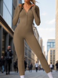 Autumn Winter Long-Sleeved Long Zipper Yoga One-Piece Sports Fitness Tight Fitting Women Jumpsuit