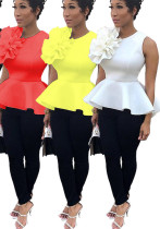 Women's Summer Ruffle Sleeveless Slim Waist Top