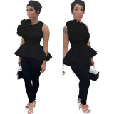 Women's Summer Ruffle Sleeveless Slim Waist Top