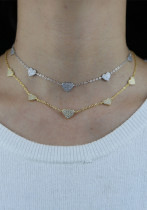 Heart-Shaped Zircon Pendant Necklace Clavicle Chain