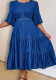 Women's Puff Sleeve Round Neck Fashion Denim Dress