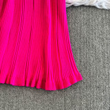 Winter Turndown Collar Knitting Dress Women Long Sleeve Fashion Chic Slim Waist Sweater Dress