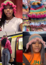 Women's Autumn Winter Trend Rainbow Gradient Knitting Hat