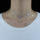 Heart-Shaped Zircon Pendant Necklace Clavicle Chain