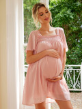 Spring Summer Short Sleeve Princess Style Sweet Maternity Dress