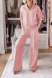 Women Autumn Casual V-Neck Long Sleeve Top Wide Leg Pants Two Piece Set