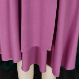 Women's Autumn Winter Fashion V-Neck Solid Color High Waist African Dress