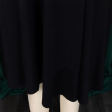 Women's Autumn Winter Fashion V-Neck Solid Color High Waist African Dress