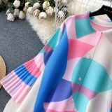 Print Women Summer Loose Slim Fit Casual Pleated Dress
