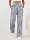 Women Casual Drawstring Vertical Striped Sweatpants