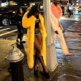 Women Street Style Furry Long Jacket