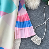 Print Women Summer Loose Slim Fit Casual Pleated Dress