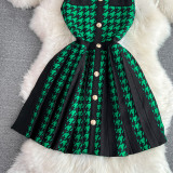 Summer Halter Neck Sleeveless Slim Waist A-Line Knitting Dress