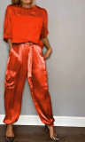 Women half-sleeved Top and long pants Two Piece Set