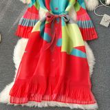 Print Women Summer Loose Slim Fit Casual Pleated Dress