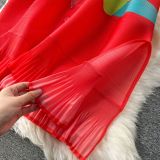 Print Women Summer Loose Slim Fit Casual Pleated Dress