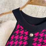 Summer Halter Neck Sleeveless Slim Waist A-Line Knitting Dress