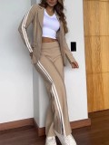 Women Casual Turndown Collar Blazer and Wide Leg Pants Two Piece Set