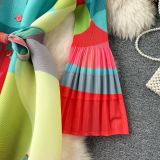 Print Women Summer Loose Slim Fit Casual Pleated Dress