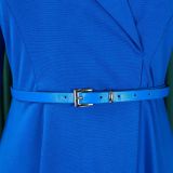 Women's Autumn Winter Fashion V-Neck Solid Color High Waist African Dress