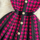 Summer Halter Neck Sleeveless Slim Waist A-Line Knitting Dress