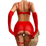 Women Hollow Patchwork Sexy LingerieTwo Piece Set