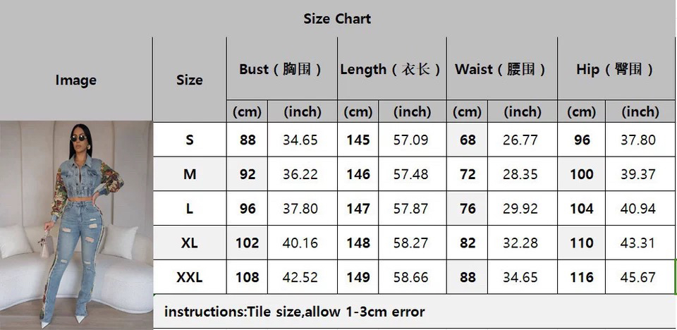 Women Fall Retro Patchwork Camouflage Print Top and Denim Pants Two Piece Set